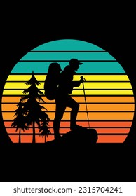 Hiking vintage vector art design, eps file. design file for t-shirt. SVG, EPS cuttable design file