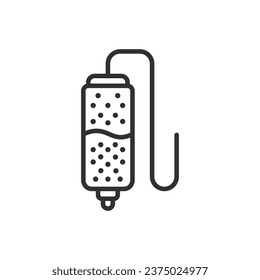 Filtro de agua de senderismo, icono lineal. Línea con trazo editable