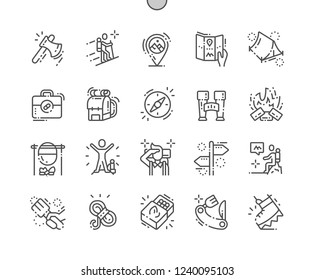 Hiking Well-crafted Pixel Perfect Vector Thin Line Icons 30 2x Grid for Web Graphics and Apps. Simple Minimal Pictogram