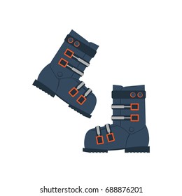 Hiking winter boots isolated vector icon. Outdoor activity, nature traveling equipment element.