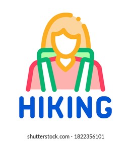 hiking woman icon vector. color symbol illustration