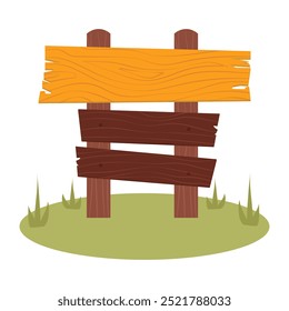 Hiking wooden pointer in flat design. Trekking signboard, camping guidepost. Vector illustration isolated.