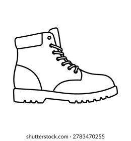 Hiking work boot outline icon with footwear trekking construction adventure