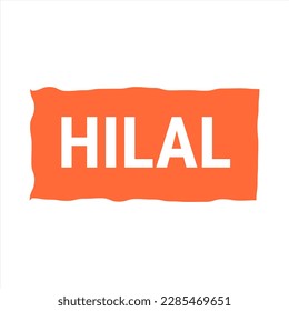 Cartel de la llamada del vector naranja de visión Hilal con información sobre la luna creciente