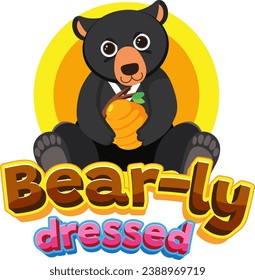 A hilarious cartoon illustration of a bear dressed in a humorous way