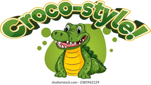 A hilarious cartoon illustration of a cute crocodile in a unique style