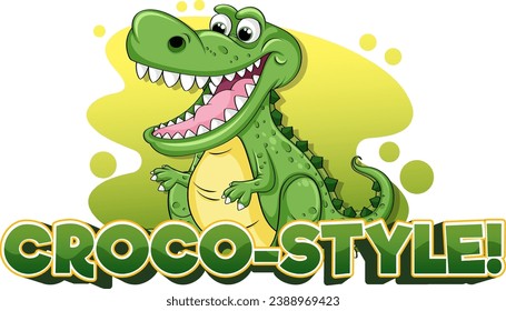 A hilarious cartoon illustration of a cute crocodile in a unique style