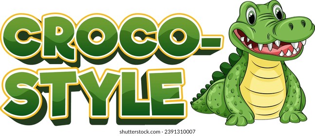 A hilarious cartoon illustration of a cute crocodile in a unique style