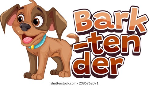 A hilarious cartoon illustration featuring a cute dog as a bark tender