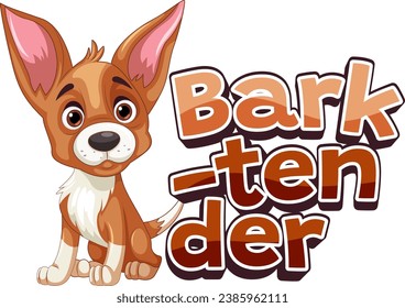 A hilarious cartoon illustration featuring a cute dog as a bartender