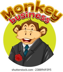 A hilarious cartoon illustration featuring cute monkeys in a business setting