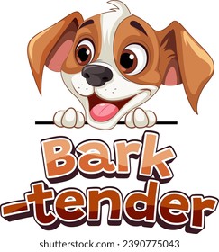 A hilarious cartoon illustration featuring a cute dog as a bartender