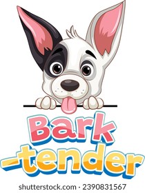 A hilarious cartoon illustration featuring a cute dog as a bartender