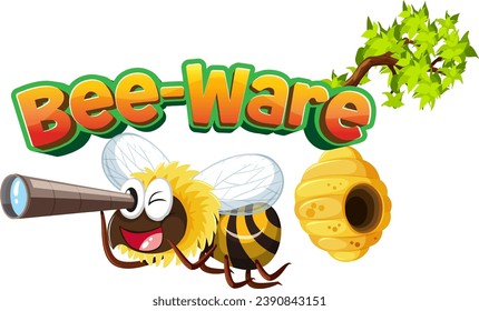 A hilarious cartoon illustration featuring a cute bee with a funny pun