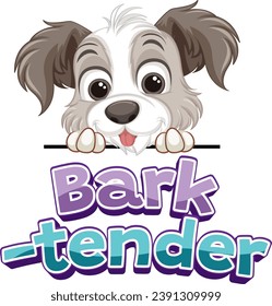 A hilarious cartoon illustration featuring a cute dog as a bark-tender