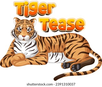 A hilarious cartoon illustration featuring a playful tiger with a funny pun