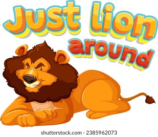 A hilarious cartoon illustration of a lion engaging in playful antics