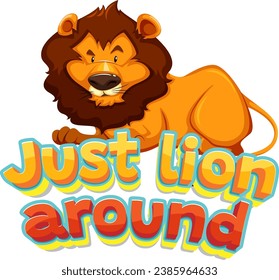 A hilarious cartoon illustration of a lion engaging in playful antics