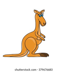 hilarious cartoon kangaroo on a white background