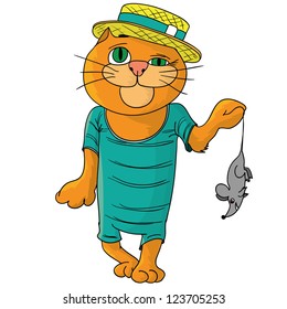 Hilarious cat in a straw hat.