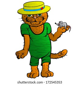Hilarious cat in a straw hat.