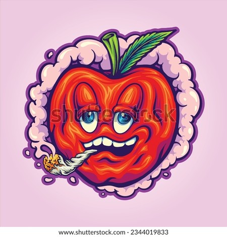 Hilarious cherry blazing smoking marijuana vector illustrations for your work logo, merchandise t-shirt, stickers and label designs, poster, greeting cards advertising business company or brands