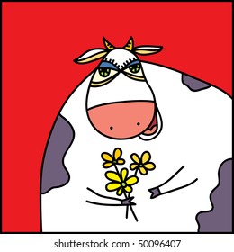 hilarious comic beef cow animal bull vegetation face fun humor cattle dancing smiling flowers cows grin caricature grinning satisfaction painting optimistic laughing facial comic ornament image joy ha