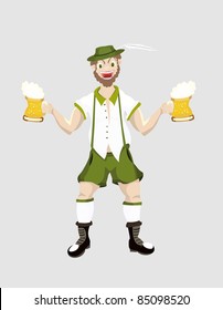 Hilarious Drunk Guy, with beer at a Oktoberfest festival  vector