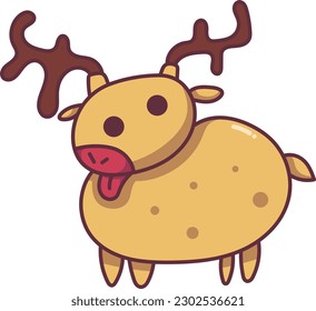 Hilarious illustration captures the silly nature of a deer as it sticks out its tongue in a playful manner. Its comical expression is sure to bring a smile to your face.