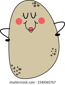 A hilarious kawaii potato is showing off her pride 