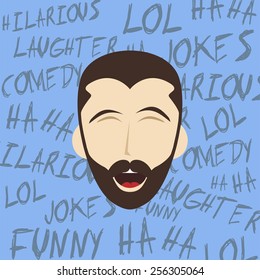 hilarious laughing man illustration - cartoon character