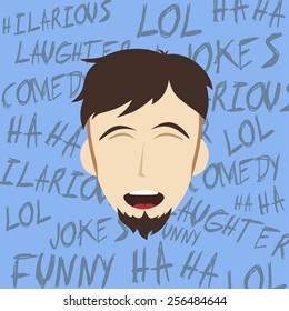 hilarious laughing man illustration - cartoon character
