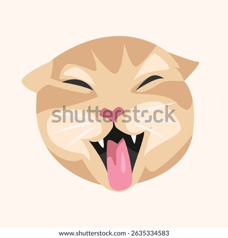 Hilarious Laughing Orange Cat Face. Isolated background. For sticker, avatar, pattern, or more. Vector cartoon illustration.
