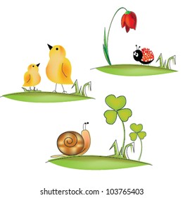 Hilarious Meadow with Animals, vector