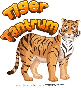 A hilarious vector illustration of a cute tiger having a tantrum