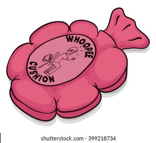 Hilarious whoopee cushion isolated in cartoon style for April Fools' pranks.