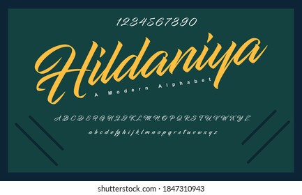 	
Hildaniya font. Abstract modern urban alphabet fonts. Typography sport, technology, fashion, digital, future creative logo font. vector illustration