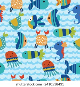 hildish seamless pattern with underwater life. Perfect for kids bedding, fabric, wallpaper, wrapping paper, textile, t-shirt print.