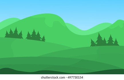 Hill beautiful scenery vector flat illuctration collection