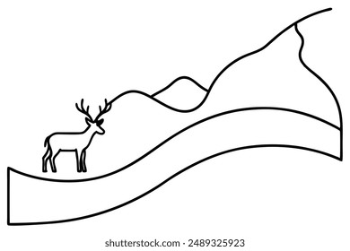 In: Hill Deer Line Art Vektorillustration.