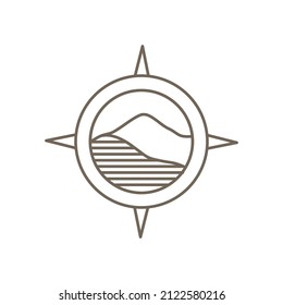 hill desert with compass hipster logo design, vector graphic symbol icon illustration creative idea