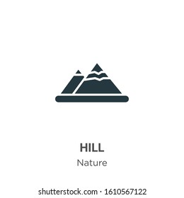 Hill glyph icon vector on white background. Flat vector hill icon symbol sign from modern nature collection for mobile concept and web apps design.