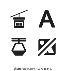 hill icon. 4 hill vector icons set. landscape, capital a and cable car cabin icons for web and design about hill theme