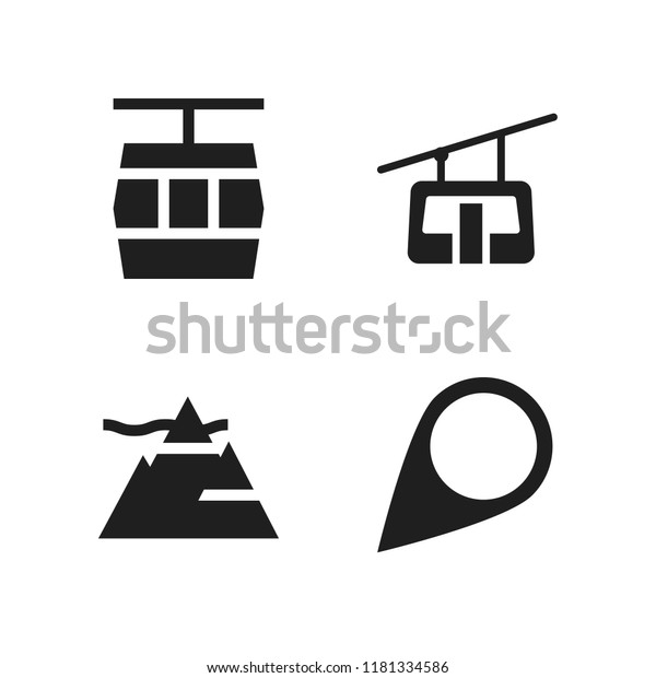 hill icon.\
4 hill vector icons set. mountain, cable car cabin and turned pin\
icons for web and design about hill\
theme