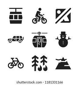 hill icon. 9 hill vector icons set. snowman, landscape and mountain icons for web and design about hill theme
