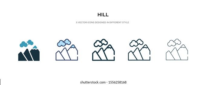 hill icon in different style vector illustration. two colored and black hill vector icons designed in filled, outline, line and stroke style can be used for web, mobile, ui