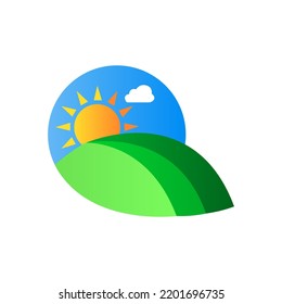 hill icon, sun, nature concept, vector illustration
