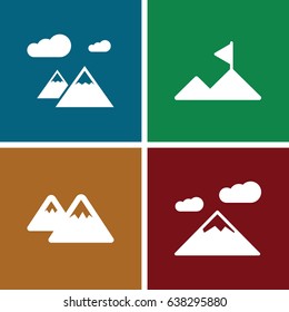 Hill icons set. set of 4 hill filled icons such as
