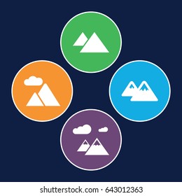Hill icons set. set of 4 hill filled icons such as