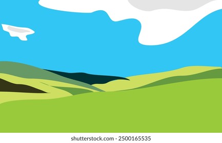 Hill Landscape Grassy vector bakground